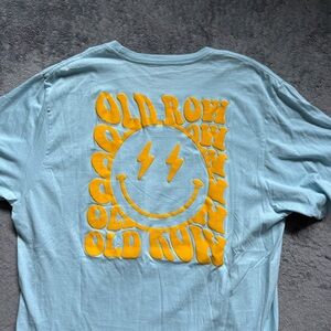Men’s XL Old Row The Smiley Face 2.0 Pocket Tee Blue Yellow Short Sleeve